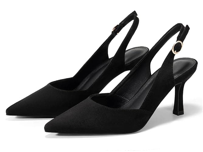 Rilista Women's Slingback Kitten Heels Closed Pointed Toe Backless Wedding Party Dress Pumps Shoes thumbnail 7