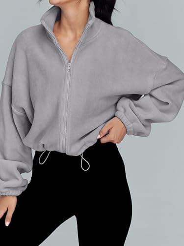 AUTOMET Womens Fleece Jackets Zip Up Oversized Sweatshirts Winter Clothes Long Sleeve Crop Sherpa Fall Outfits Fashion thumbnail 2