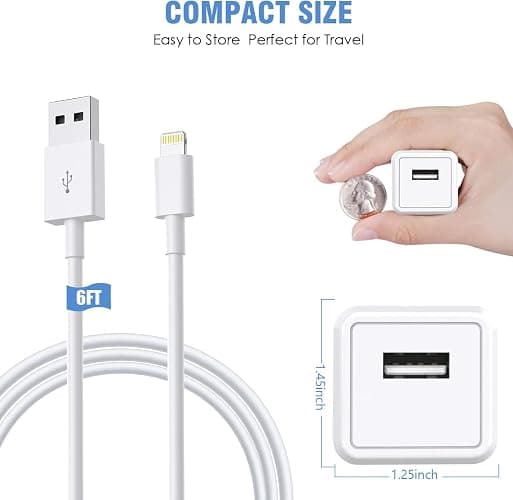 iPhone Charger,2Pack 6FT USB Wall Charger Fast Charging USB Cable Charging Cube Travel Plug Block with 6Foot Fast Cuble Lightning Cable Cord for iPhone 14 13 12 11 Pro Max XS XR X 8 7 SE2022 iPad thumbnail 2