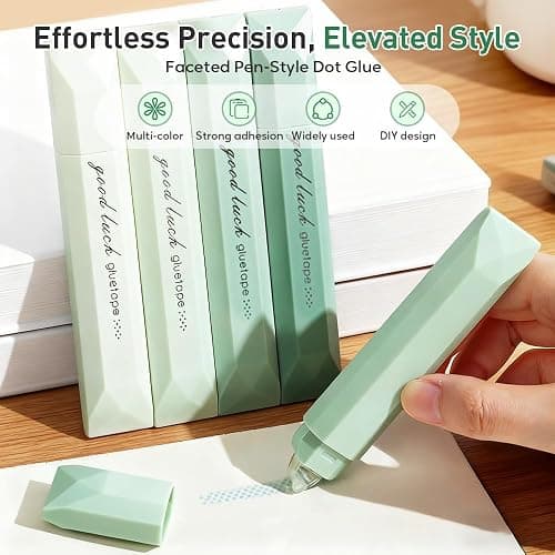 Double Sided Tape Pens, 4PCS Craft Adhesive Glue Applicator, Double Sided Glue Pen for Scrapbooking, Gift Wrapping, Photo Mounting, School Office DIY Crafts (Green) thumbnail 2