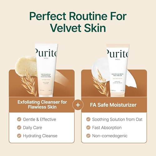 PURITO Oat Velvet Duo, Calming Gel Cream & Exfoliating Facial Polish, Non-comedogenic Formula, Moisturizer, Cleanser, Mild Korean Skincare for All Skin Types 3.38+5.07 fl.oz thumbnail 2