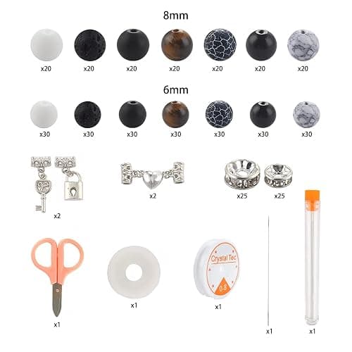 Stone Beads for Jewelry Making, Charm Bracelet Making Kit, 450Pcs Beads for Bracelets Making Kit DIY Magnetic Bracelets for Couples Lovers thumbnail 2