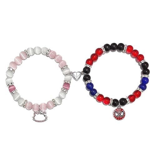 Korotho Matching Spider Bracelets for Couples Best Friend, Christmas Matching Heart Charm Bracelets Gifts for Couples Friends Spider Friendship Jewelry to Sister Bestie Long Distance Gift for Bf Gf - Image 1