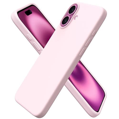 ORNARTO Compatible with iPhone 16 Plus Case 6.7",Liquid Silicone 3 Layers Full Covered Soft Gel Rubber Phone Case,Shockproof Protective Cover 6.7 Inch with Anti-Scratch Microfiber Lining-Chalk Pink - Image 1