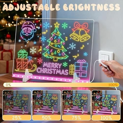 Lumiboard Led Drawing Board, 13.7"X10" 4 Modes &7 Colors Acrylic Dry Erase Boards with Light, Comes with Adapter, Hanging Chain, Stand, 7 Markers & Spray Bottle thumbnail 7