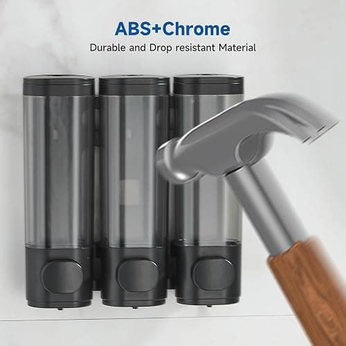 Shampoo and Conditioner Dispenser,Shower Soap Dispenser 3 Chamber No Drill Wall-Mounted Shampoo Dispenser for Shower Wall Mounted Shower Dispenser for Bathroom Hotel Large Capacity,Black thumbnail 8