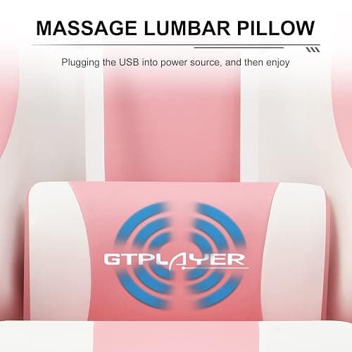 GTPLAYER Silla Gaming con Masajeador Ergonómica Silla Gamer con Reposapiés Reposacabeza, Silla de Oficina Ergonómica, Soporte Lumbar, Silla Juego Ajustable en Altura, Rosa thumbnail 7