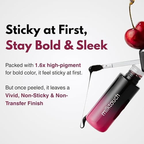MILKTOUCH Black Peel Off Lip Tattoo - Long-Lasting Matte Lip, Waterproof & Transfer-Proof, Highly Pigmented, Stay-On-All-Day Lip Tint Stain (4.5g) #03 Black Apple thumbnail 4