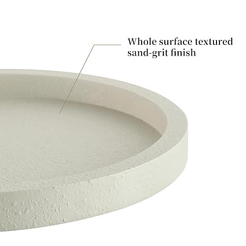 Hanobe Decorative Tray for Coffee Table: Round Ottoman Tray for Living Room 12" Modern Dining Table Organizer Decor Dresser Display Entryway Countertop Cream White thumbnail 6