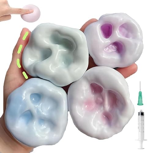 4 PCS Fidget Squishy Toys, Portable Squeeze Vacuum Stress Shapeable Ball Toys, Sensory Focus Toys for Girls Boys Kids Adults Festival Gift Classroom Prize Supplies Goodie Bag Stuffers (Machi) - Image 1