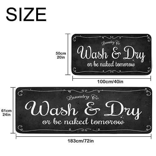Laundry Room Long Mat Area Rug Non-Slip Floor Mat Waterproof Farmhouse Carpet for Kitchen 40" x 20"(Black-2) thumbnail 2