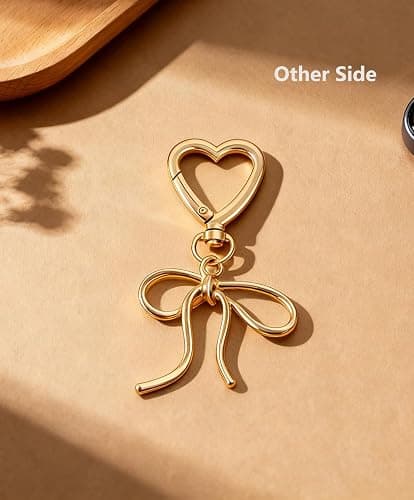 Rikhiua Cute Bow Keychain Elegant Bow Bag Charm Heart Keychain for Women Keys Bag Purse Decor Friend Sister Family thumbnail 3