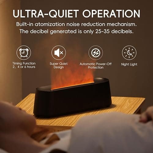 YALEDI Essential Oil Diffuser, Fireplace Fire Flame Aromatherapy Diffuser, 250ml Cool Mist Humidifier, Scent Aroma Diffuser with 7 Colors Light, Remote Control, Timer & Auto-Off for Home, Room (Black) thumbnail 4