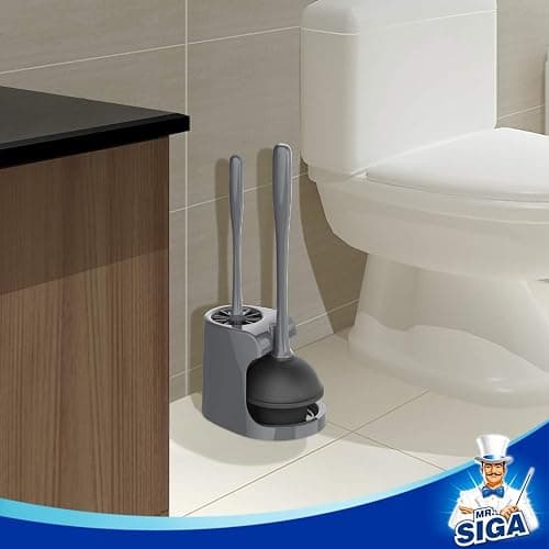 MR.SIGA Toilet Plunger and Bowl Brush Combo for Bathroom Cleaning, Gray, 2 Sets thumbnail 8