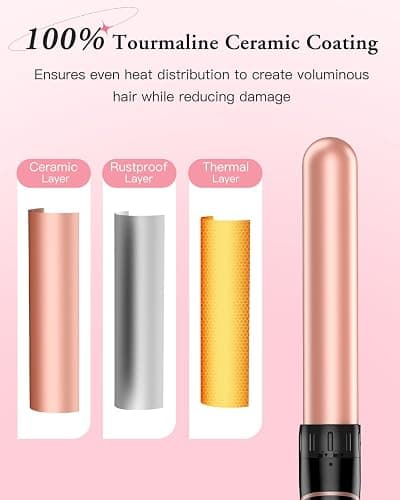 Long Barrel Curling Iron Wand Set - BESTOPE PRO 6 in 1 Curling Wand Set with Ceramic Barrel for Long Hair, 0.35"-1.25" Interchangeable Hair Wand Curler, Dual Voltage, Include Glove & Clips thumbnail 6