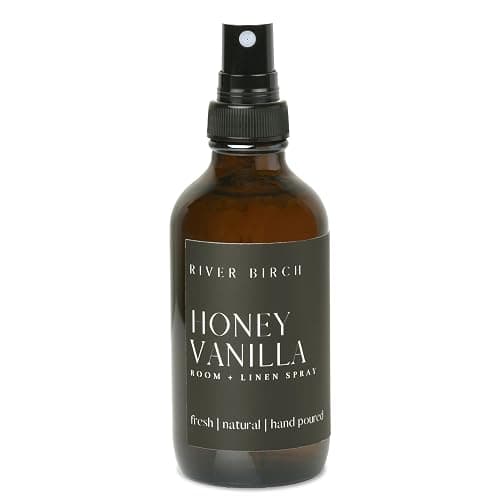 River Birch Luxury Linen and Room Spray - Home Signature Scent Honey Vanilla Room Fragrance Spray - Fragrant Fresh Linen Air Freshener For Bedding - Handmade in Texas - 4 oz Glass Amber Bottle - 4 Fl Oz (Pack of 1) - Honey Vanilla - Image 1