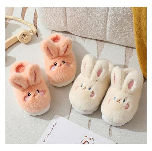 Uewidiod Women's Cute Rabbit Warm Plush Comfortable Indoor Anti slip Home Thick Sole Winter Soft Cotton Slippers thumbnail 7