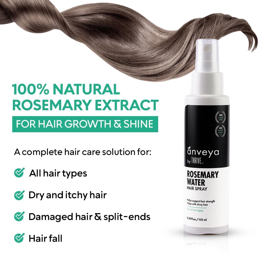 ThriveCo Rosemary Water Hair Spray | With 100% Natural Rosemary Extract, Rice Water & Hyaluronic Acid | For Hair Growth, Hair Fall Control, Hair Conditioning & Hair Shine | Men & Women, 100ml thumbnail 5