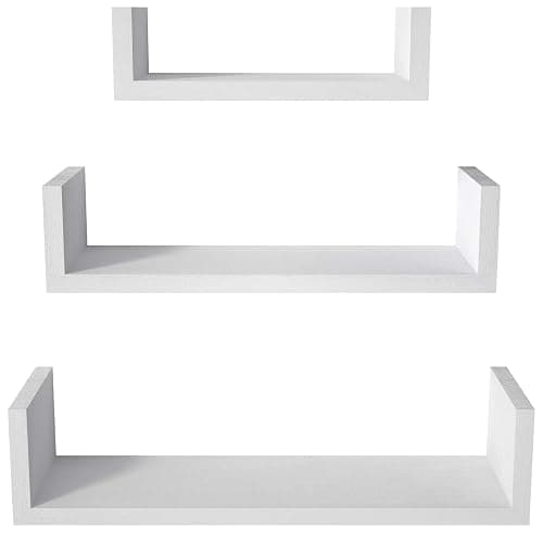 SRIWATANA Floating Shelves Wall Mounted, Solid Wood Wall Shelves, White - Image 1