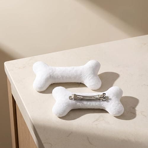 Obavioy 2PC Bone Clips for Hair or Shoes DIY White Plush 5Inch | Plush Fabric, Halloween Costume Accessories, Shoe Decorations, Y2K Streetwear Style thumbnail 4