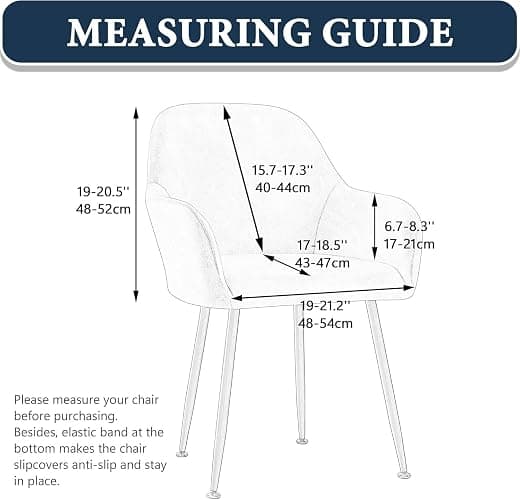 Velvet Stretch Dining Chair Cover with Arms – Soft, Washable, Anti-Slip Slipcover for Curved Back Accent Chairs, Protective Armchair Cover for Dining Room & Office(Beige,1PC) thumbnail 2