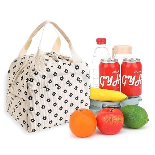 DIFLAX Sac Isotherme Repas, Lunch Bag Isotherme Femme, Sac À Lunch Isotherme Lunch Box Isotherme Glaciere Souple, Sac Repas Isotherme Femme Für Bureau Arbeit Déjeuner Étudiants(Blanc, 26x21x18cm) thumbnail 2