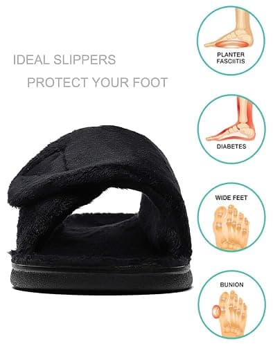 SOLLBEAM Women's Plantar Fasciitis Fuzzy House Orthopedic Adjustable Slippers With Arch Support Orthotic Heel Cup Sandals For Ladies thumbnail 3