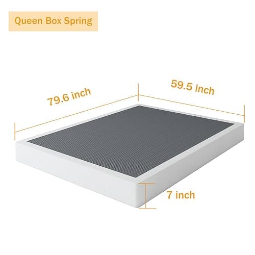 SHLAND Queen Box Spring 7 Inch Low Profile Queen Size Bed Base, 3000 lbs Black Heavy Duty Metal Mattress Foundation with Easy Clean Fabric Cover, Easy Assembly thumbnail 3