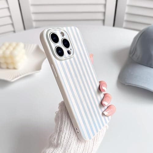 Lovmooful Compatible for iPhone 13 Pro Case Cute Color Striped with Aesthetics Design for Girls Women Soft TPU Shockproof More Protective Girly for iPhone 13 Pro Case-Blue thumbnail 5