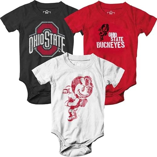 Wes and Willy Baby College Team 3 Pack of Cotton Rompers - Image 1