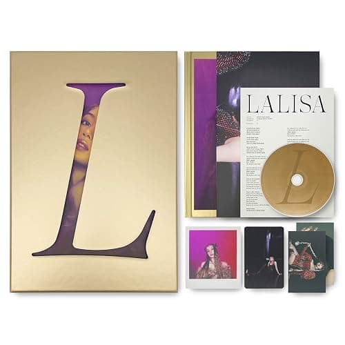 BLACKPINK LISA FIRST SINGLE ALBUM - LALISA [ GOLD VER. ] PHOTOBOOK + LYRICS PAPER + CD + PHOTOCARD + POLAROID + DOUBLE-SIDED POSTER - Image 1