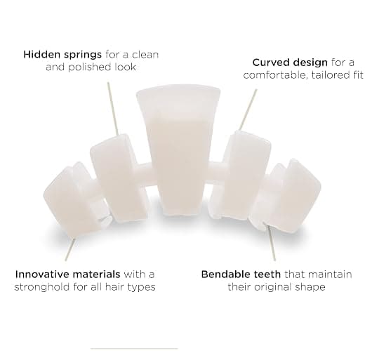 TELETIES - Large Hair Clip - Strong Grip, Bendable Teeth, Comfortable Curved Design - Ideal for Thick Hair - For All Hair Textures - Coconut White thumbnail 3