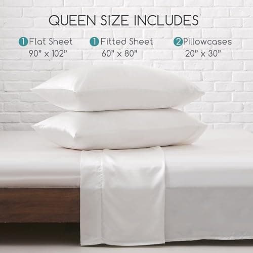 MR&HM Satin Bed Sheets, Queen Size Sheets Set, 4 Pcs Silky Bedding Set with 15 Inches Deep Pocket for Mattress (Queen, Ivory) thumbnail 2