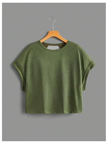 SOLY HUX Women Open Back Tops Workout Backless Tee Casual Athletic Shirts Short Sleeve Oversized Gym T Shirt thumbnail 3