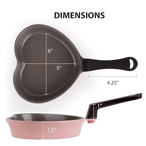 Neoflam 5.5'' Ceramic Nonstick Little Shaped, Frying Griddle Pan, Shaper Mini Pancake Waffle Maker with Heat Resistant Handle for Breakfast Scrambled Egg, Grilled Cheese, Pink Heart (51101) thumbnail 3