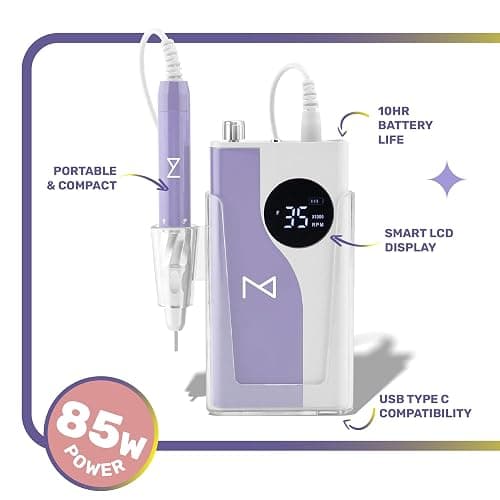 M – Ying Yang Brushless Nail Drill 35K RPM | Pro Cordless Efile 85W | Rechargeable USB-C Fast Charging | Portable Aluminum Alloy Shell | Quiet Low Vibration Tool for Acrylic Gel Nails (Rose Gold) thumbnail 5