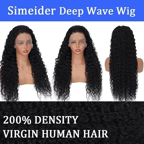 Simeider 30 Inch Deep Wave Lace Front Wigs Human Hair 13x6 HD Lace Front Wigs Pre Plucked Brazilian Curly Human Hair Wig 200 Density Glueless Frontal Wigs For Black Women thumbnail 4