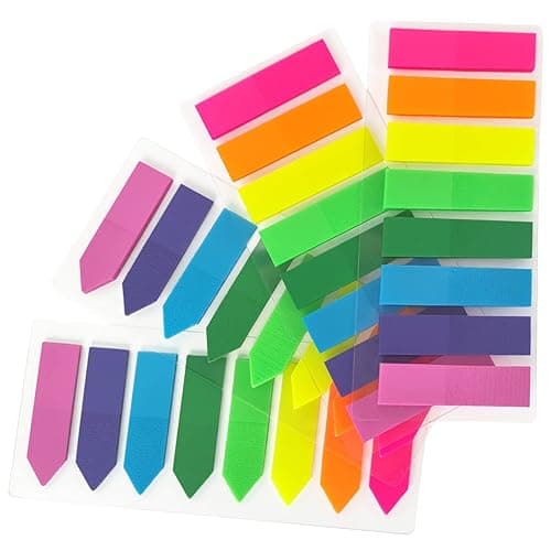 KICNIC Page Markers Colored Sticky Tabs 800 Pcs, Translucent Arrow Flags for Page Marking, Fluorescent Index Tab Stickers for Notebooks, Small Sticky Notes Flags [8 Colors, 4 Sets] - 800 - Image 1