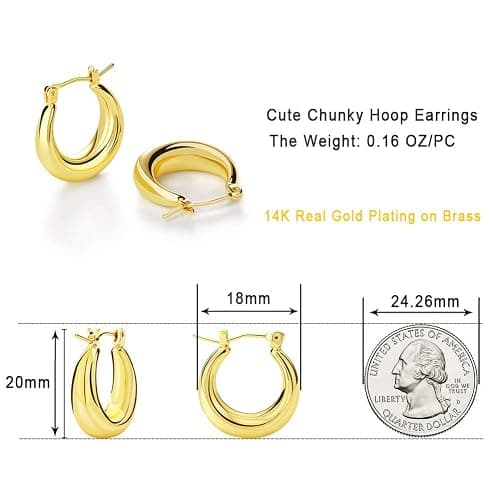 LILIE&WHITE Chunky Gold Hoop Earrings for Women Cute Fashion Hypoallergenic earrings Minimalist Jewelry Gift thumbnail 6