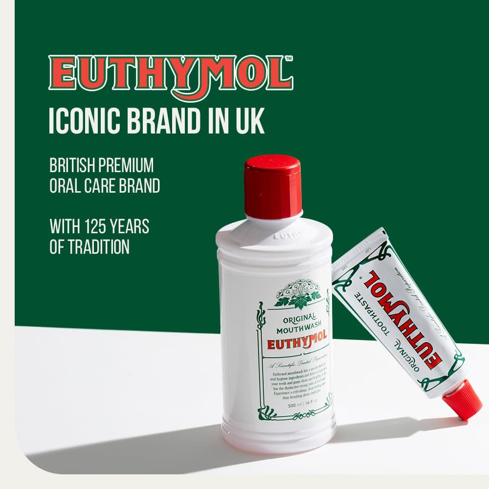 Original Euthymol Toothpaste 75ml x 2, No Fluoride, Anti-Plaque, Antibacterial, Cavity Protection, Teeth Gums Clean Healthy, Cool Mint Freshener thumbnail 6