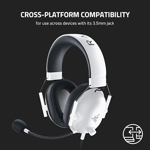 Razer BlackShark V2 X Gaming Headset: 7.1 Surround Sound - 50mm Drivers - Memory Foam Cushion - for PC, Mac, PS4, PS5, Switch - 3.5mm Audio Jack - White thumbnail 8