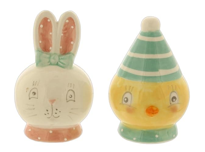 The Bridge Collection 3.5" Easter Bunny and Duck Salt and Pepper Shaker Set - 2 Piece Set - Easter Kitchen Items - Fun Salt and Pepper Shakers for Home Decor - Image 1