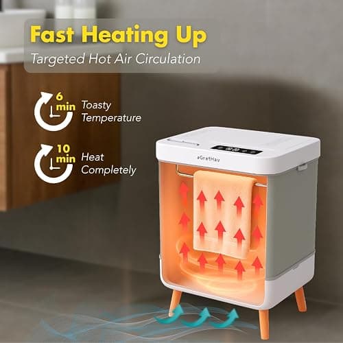 aGratHav Towel Warmer for Bathroom, Foldable Towel Warmer Bucket, Blanket Warmer, Extra-Large 35L Fast Heating, Heating & Drying Modes & Timer, ETL Certification, 6 Free Fragrance Discs, White thumbnail 4
