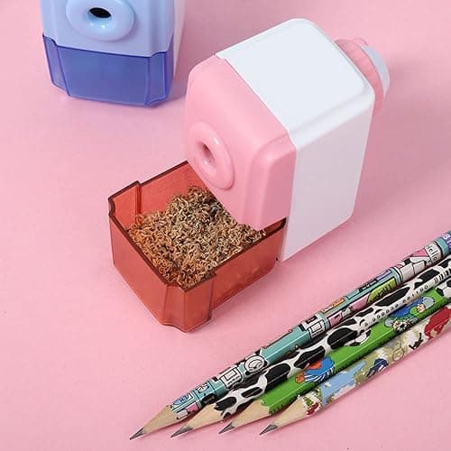 QIRUIRED Pencil Sharpeners Manual Sharpener Desktop Colored Pencil Sharpener Handheld Children Kids Gift School Stationery Office Students Supplies (Blue) thumbnail 4