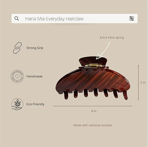 Hana Mia Large Hair Clips for Women - Burgundy Hair Claw, Burgundy Hair Clip, Claw Clip, Wine Maroon 4 Inch No-Slip for Thick or Thin Hair (Burgundy) thumbnail 3