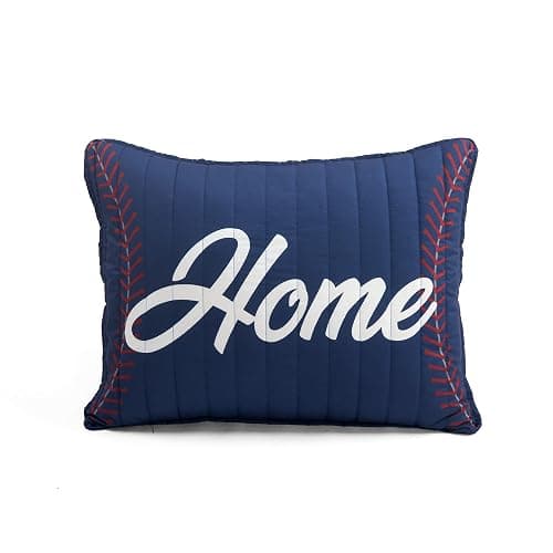 Lush Decor Baseball Game Reversible Quilt Queen Size 5 Piece Set Full/Queen Navy & Gray - Kids Bedding Set Full Quilt - Sports Decor - Baseball Bedding thumbnail 6