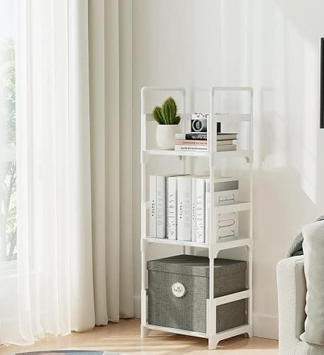 FIDUCIAL HOME 3 Tiers Small Bookshelf Book Shelf White Kids Bookcase Mini Short Book Rack Storage Organizer Easy Assemble, Sturdy thumbnail 5