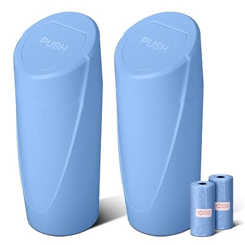 SGLRT Car Trash Can Bin with Lid - 2 Packs Car Garbage Can Cup Holder - Blue Mini Leakproof Vehicle Garbage Bin with 40pcs Trash Bags-Automobile Organizers and Storage for Front Back Seat Accessories - Image 1