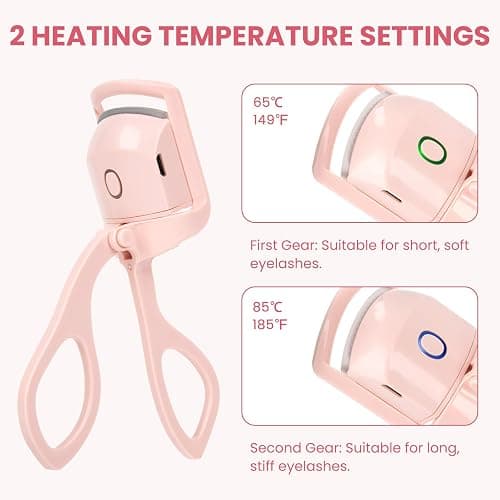 Electric Heated Eyelash Curler for Women – USB Rechargeable Heated Lash Curler with Quick Heat-Up, Multi-Temp Settings, 24H Natural Curl, Anti-Scald Silicone, Portable Makeup Tool, Pink thumbnail 4