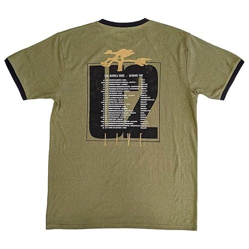 Rock Off officially licensed products Men's U2 Joshua Tree Europe 1987. T-Shirt Green thumbnail 3